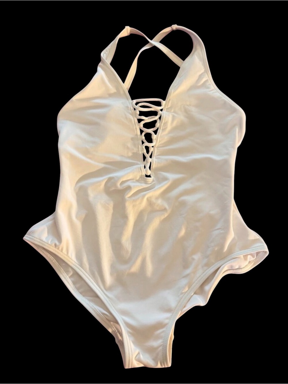 Michael Kors White Lace Up Halter Style One-Piece Swimsuit Sz 10